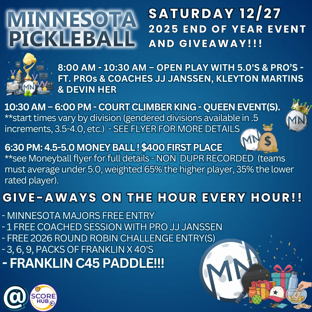 MN PICKLEBALL 2025 END OF YEAR EVENT - Minnesota Pickleball Tournament